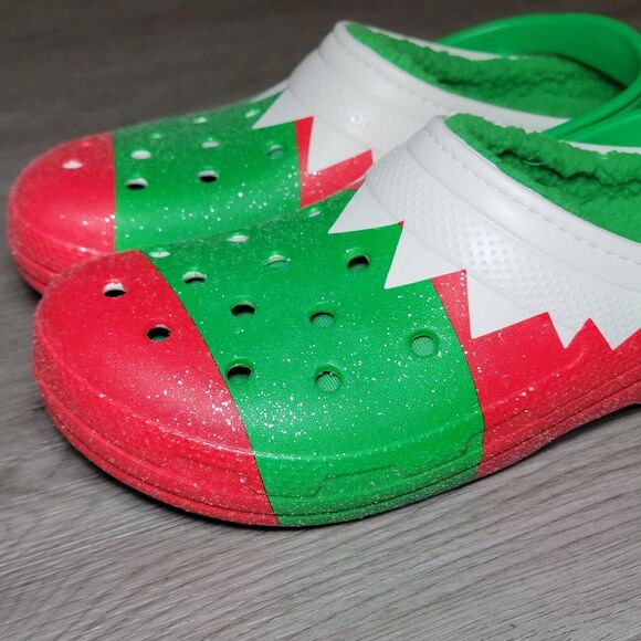 Crocs Unisex Classic Christmas Holiday Fuzzy Lined Clogs Sandals 13 Dual Comfort - Picture 3 of 11